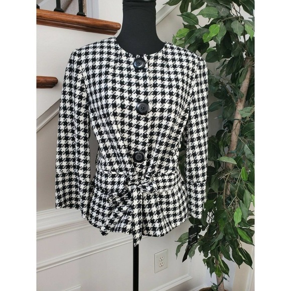 Signature By Larry levine Womens Black & White Polyester Buttons Casual Jacket - Picture 12 of 12